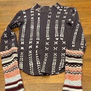 Free People Wonderful Swit Top - Charcoal Combo small